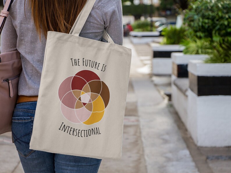 The Future is Intersectional Activist Canvas Bag Anti Racism BLM Protest Tote, Feminist Social Justice Gift, Equality Diversity Reusable Bag image 1