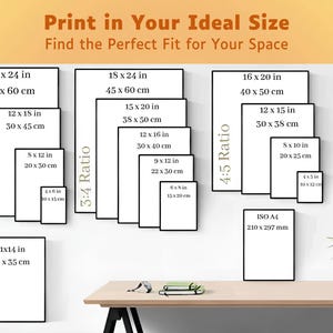 printable digital wall art - download, print size guide