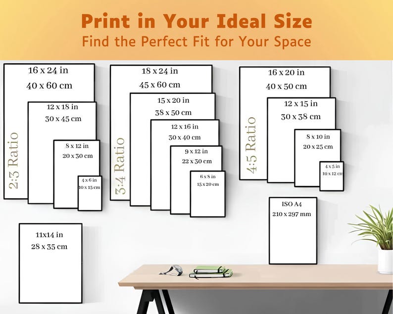 printable digital wall art - download, print size guide