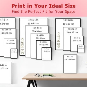 printable digital wall art - download, print size guide