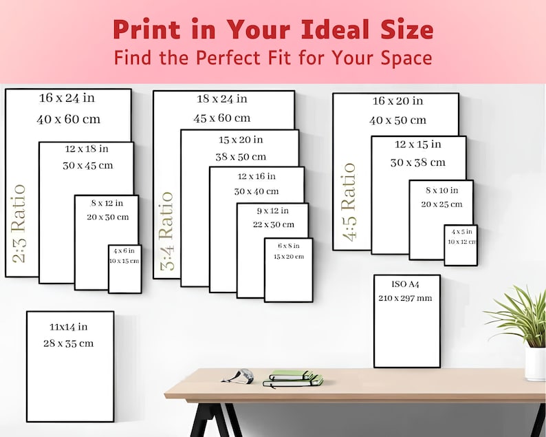 printable digital wall art - download, print size guide
