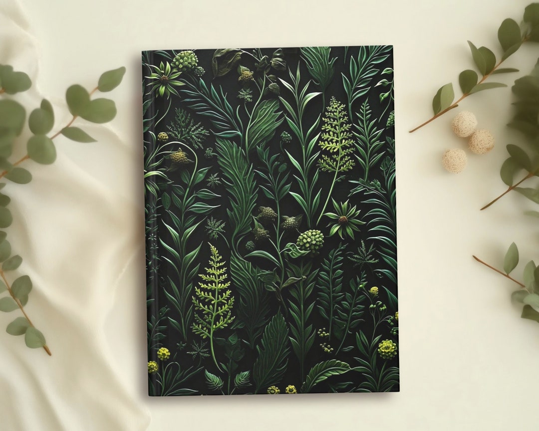 Dark Green Woodland Journal | Cottagecore Leaf Fern Forest Notebook ...