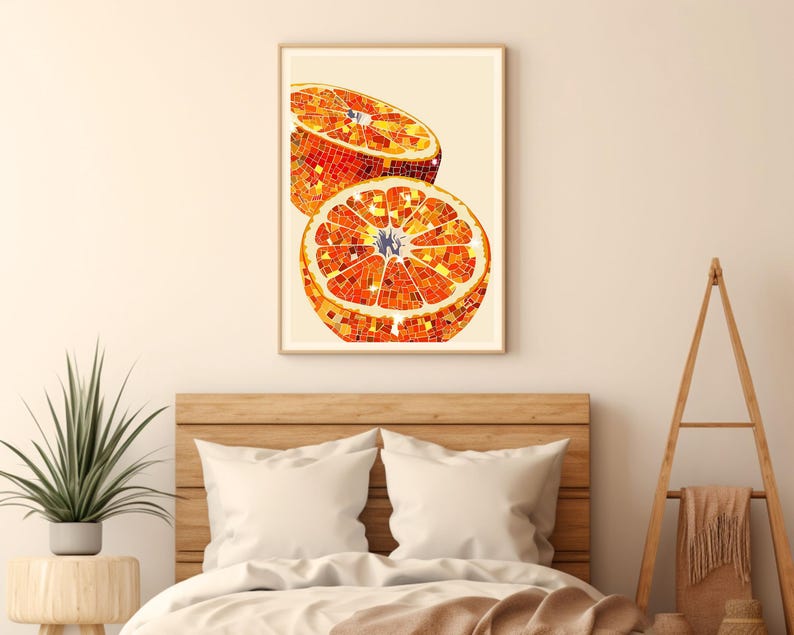 orange disco ball,funky wall art,disco ball wall art,orange decor,orange wall art,retro poster prints,orange disco print,preppy disco decor,retro kitchen decor,mirror ball art,bar cart prints,sparkle disco fruit print,glam wall art,trendy dorm decor