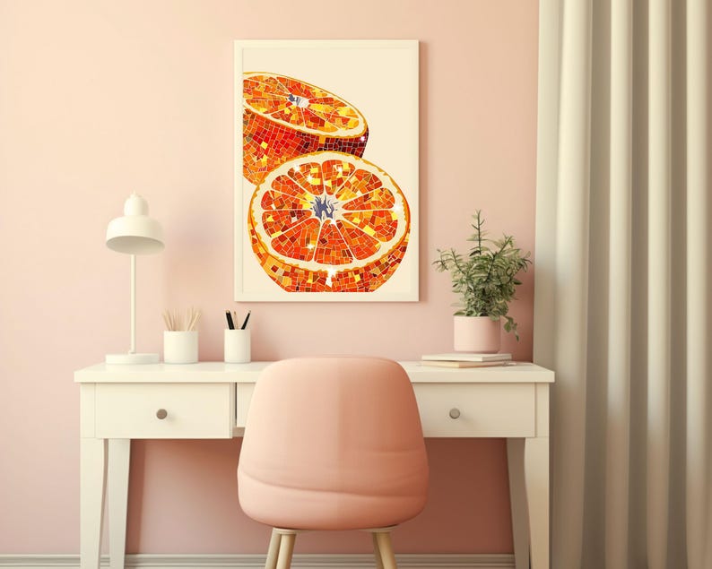 orange disco ball,funky wall art,disco ball wall art,orange decor,orange wall art,retro poster prints,orange disco print,preppy disco decor,retro kitchen decor,mirror ball art,bar cart prints,sparkle disco fruit print,glam wall art,trendy dorm decor