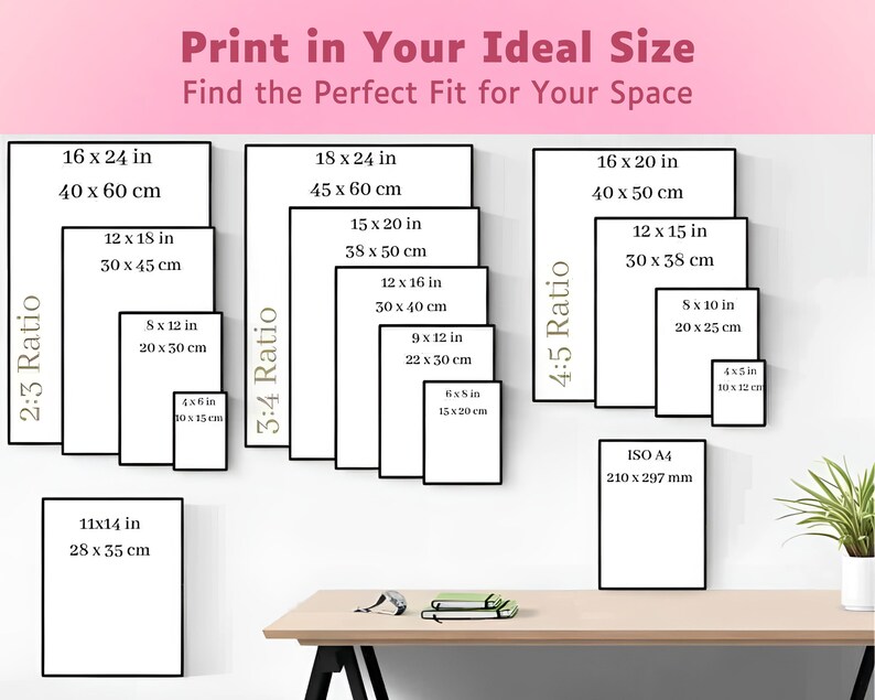 printable digital wall art - download, print size guide