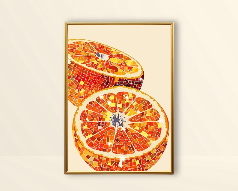 orange disco ball,funky wall art,disco ball wall art,orange decor,orange wall art,retro poster prints,orange disco print,preppy disco decor,retro kitchen decor,mirror ball art,bar cart prints,sparkle disco fruit print,glam wall art,trendy dorm decor