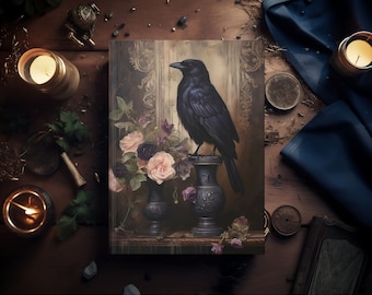 Raven Dark Academia Notebook | Aesthetic Gothic Journal, Hardcover Matte Writing Dream Journal, Goth Sketch Book, Moody Vintage Crow Diary