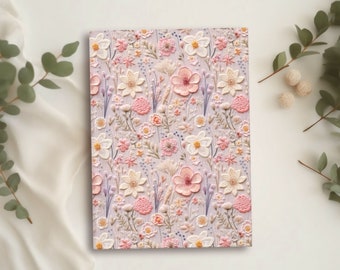 Mauve Meadow Wildflower Journal | Flowers Pretty Notebook, Pastel Pink Cottagecore Cute Unique Floral Gifts Hardcover Blank Lined Diary Book