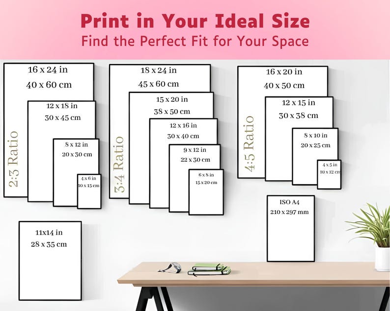 printable digital wall art - download, print size guide