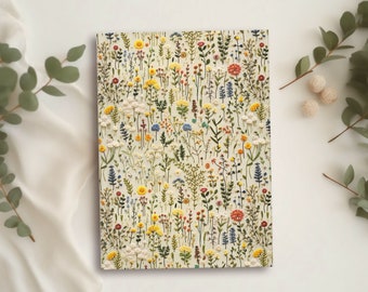 Delicate Wildflower Journal | Cottagecore Pressed Dainty Flowers Pretty Notebook, Herbarium Vintage  Floral Gifts Hardcover Blank Lined Book