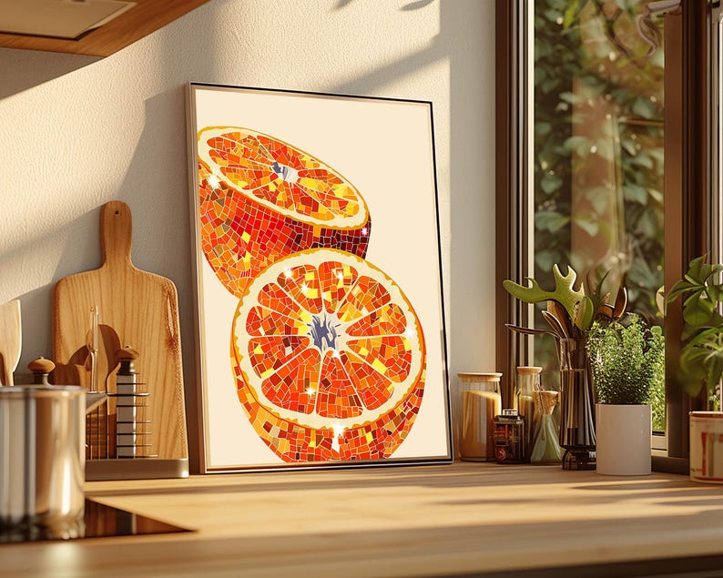 orange disco ball,funky wall art,disco ball wall art,orange decor,orange wall art,retro poster prints,orange disco print,preppy disco decor,retro kitchen decor,mirror ball art,bar cart prints,sparkle disco fruit print,glam wall art,trendy dorm decor