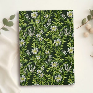 Evergreen Meadow Wildflower Journal | Green Forest Flowers Pretty Notebook Vintage Cottagecore Cute Floral Gifts Hardcover Blank Lined Book