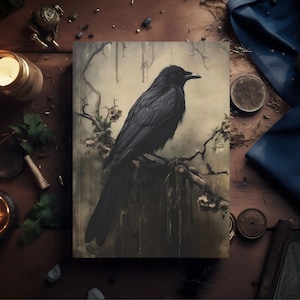 Gothic Raven Notebook | Dark Academia Aesthetic Journal, Hardcover Matte Writing Dream Journal Goth Sketch Book Moody Vintage Crow Note Book