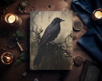 Gothic Raven Notebook | Dark Academia Aesthetic Journal, Hardcover Matte Writing Dream Journal Goth Sketch Book Moody Vintage Crow Note Book