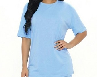 Loose Fit Top Oversize T Shirt & Biker Shorts Set, Cloud color
