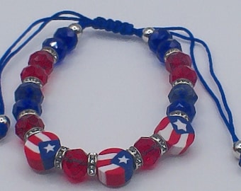 Puerto Rico Flag bracelet for all, wear to festival, parties, vacation