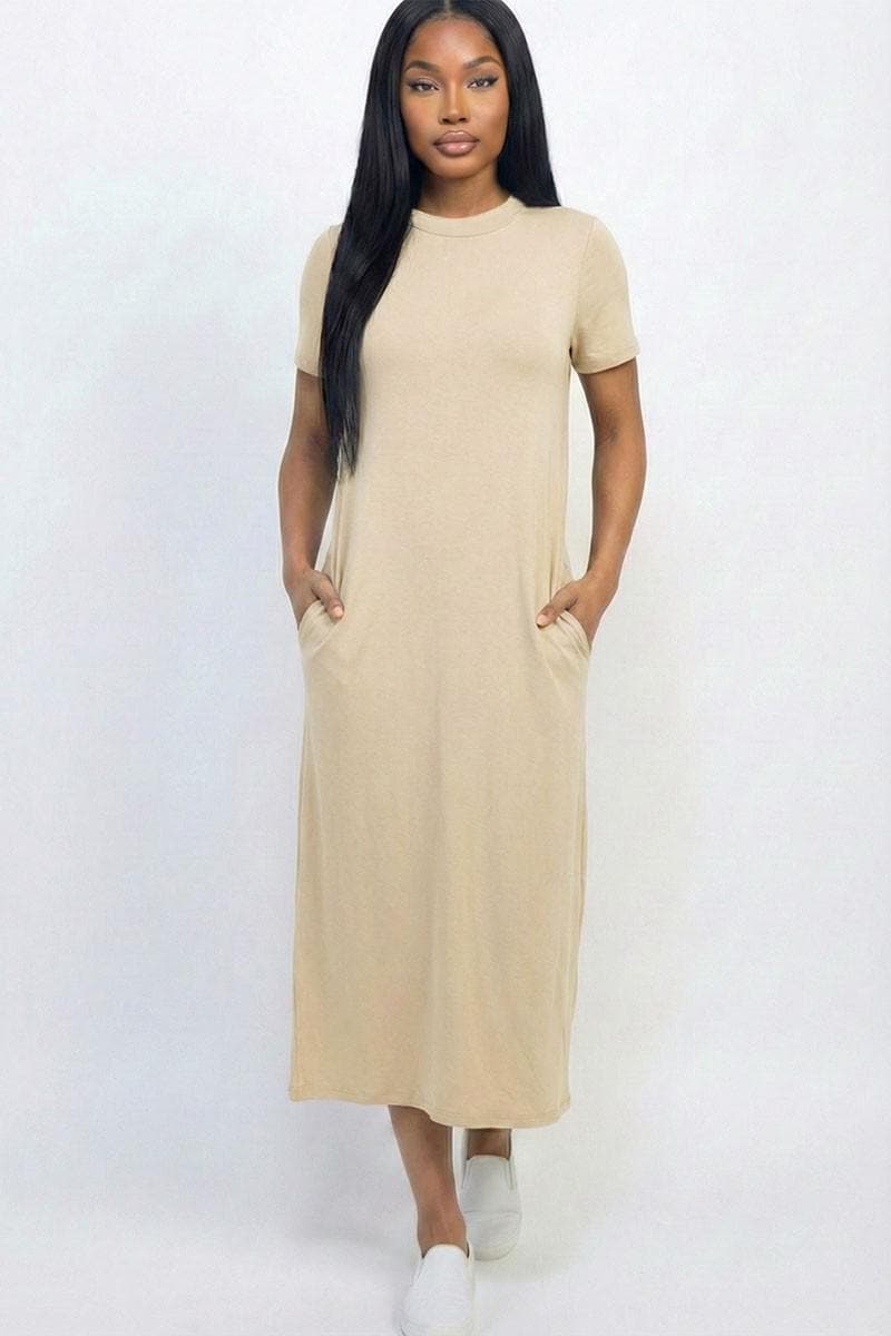 knee length dresses for ladies Mud-Pie Red Patton T-Shirt Midi Dress Large main image 0
