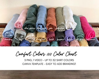 Nuancier complet de couleurs de confort 1717 T-Shirt Mockup Bundle Canva Template Téléchargement instantané Maquette Vêtements Branding Produit numérique