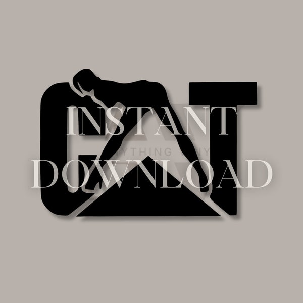 CAT Logo With Lady Bent Over SVG Digital Download