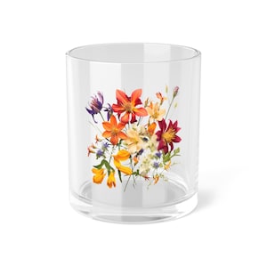 Colorado Wildflowers Tumbler 10 oz, Pressed Wildflowers Bar Glass, Botanical Drinkware, State Wildflower Series