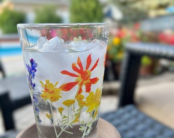 Copo de coquetel com estampa floral prensada, estilo Texas Wildflowers Pint Cup (473ml)