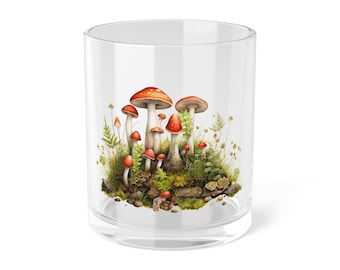 Toadstool Mushroom Bar Glass 10 oz, Cottagecore Mocktail Barware, Decoración de otoño, cristalería de café helado