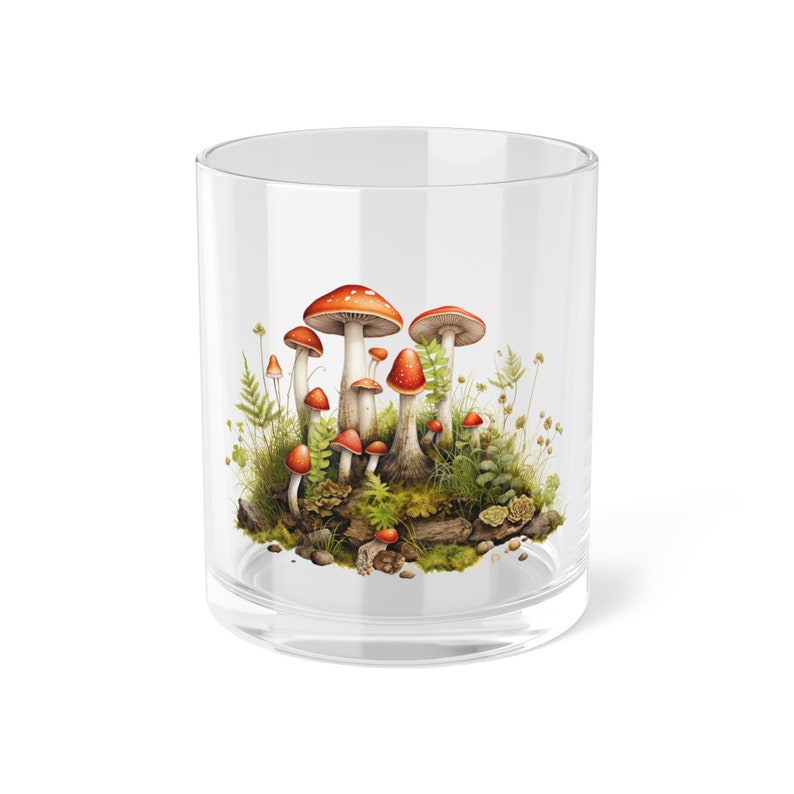 Copo de vidro para bar de cogumelo Toadstool 10 oz, utensílios para bar Cottagecore Mocktail, decoração de outono, copos para café gelado imagem 1