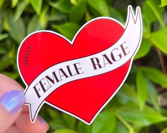 Female Rage Heart Tattoo Sticker (Glossy Water Resistant)