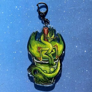 Kiwi Boba Dragon Shaker Charm - 4&quot; (101.6 mm) Keychain