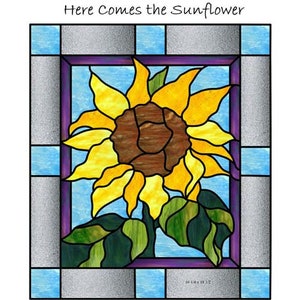 Here Comes the Sunflower Digital Stained Glass Pattern
