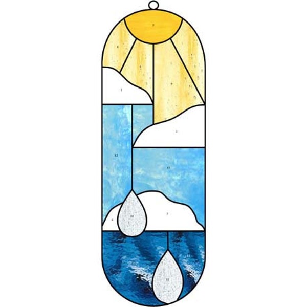 Sun, Clouds and Rain Stained Glass Suncatcher Digital Pattern