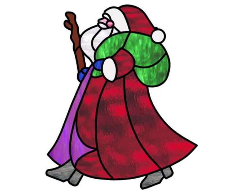 Striding Santa Stained Glass Pattern - Etsy