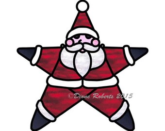 Star Santa Digital Stained Glass Pattern