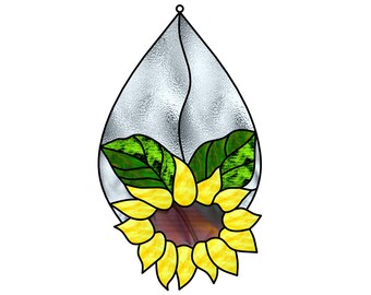 Sunflower Tear Drop Stained Glass Pattern