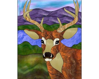 White Tail Deer Digital Stained Glass Pattern