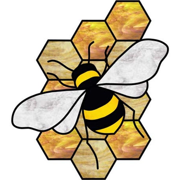 Bee and Honeycomb Stained Glass Suncatcher Digital Pattern
