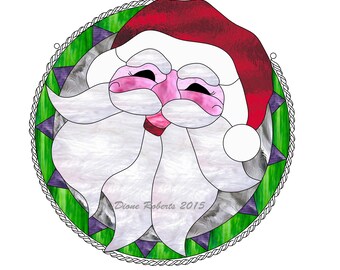 Medallion Santa Stained Glass Pattern 16" Round