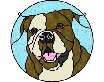 12"  Bulldog Stained Glass Pattern-Human made