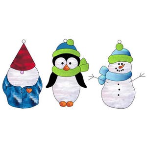 Snowman, Penguin, Gnome Stained Glass Pattern (Digital Download)