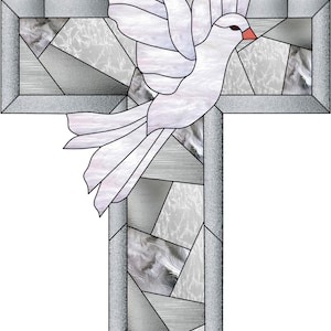 Cross With Dove Stained Glass Pattern 18" Tall X 10 3/4" Wide-human ...