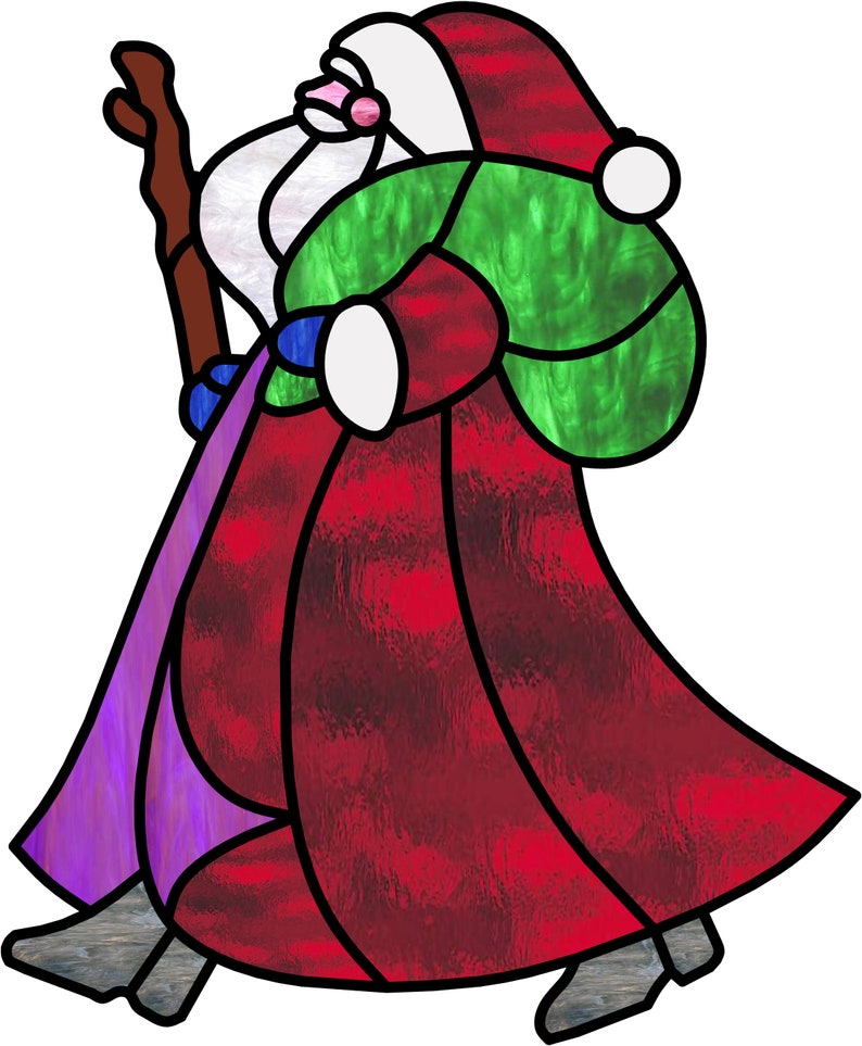 Striding Santa Stained Glass Pattern - Etsy