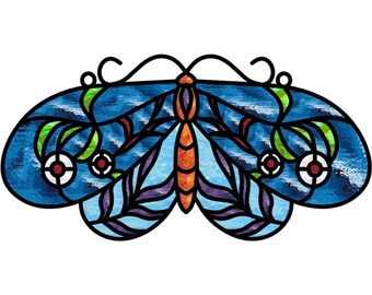 Moth Digital Stained Glass Pattern