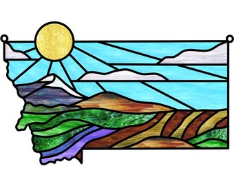 Under the Big Sky State of Montana Stained Glass Pattern