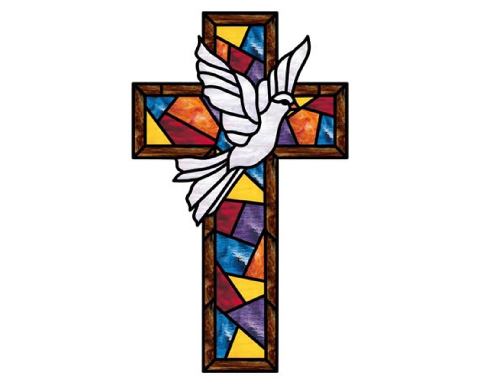 Cross With Dove Stained Glass Pattern 18" Tall X 10 3/4" Wide-human ...