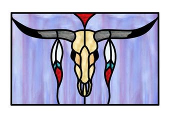 Longhorn Steer Stained Glass Pattern