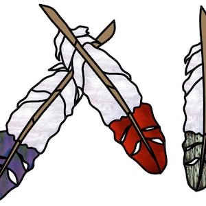 Eagle Feather Stained Glass Digital Pattern-Full sized and tiled