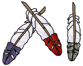 Eagle Feather Stained Glass Digital Pattern-Full sized and tiled-Human Designed-No AI