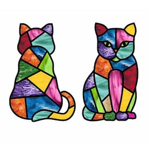 Scrappy Cat Fun Stained Glass Kitty-Vorder- und Rückseite!