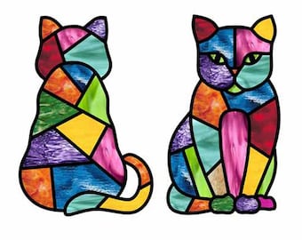 Scrappy Cat Fun Stained Glass Kitty-Front and Back!