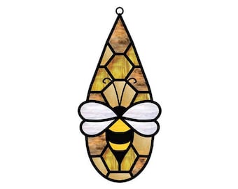 Honey Bee Tear Drop Digital Stained Glass Pattern